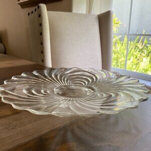 Cambridge Glass Caprice in Clear Swirl 3 Toed Decorative Modern 12" Platter